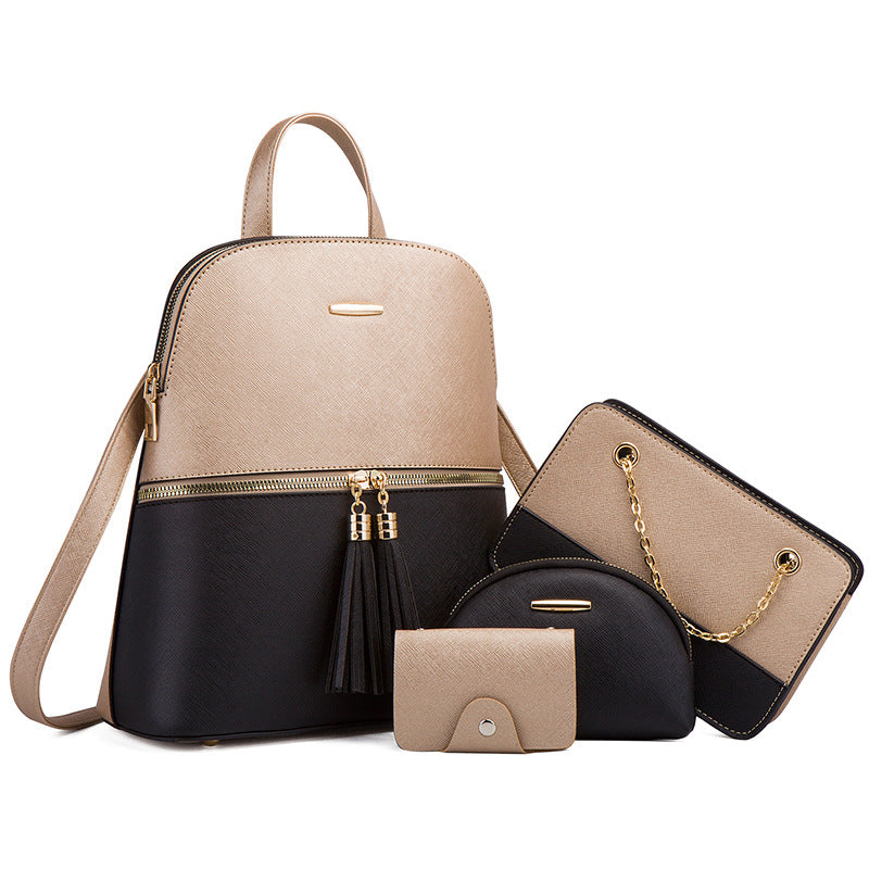 Wholesale PU Backpack, Single Shoulder Diagonal Cross Mother Bag, Four Piece Backpack Set
